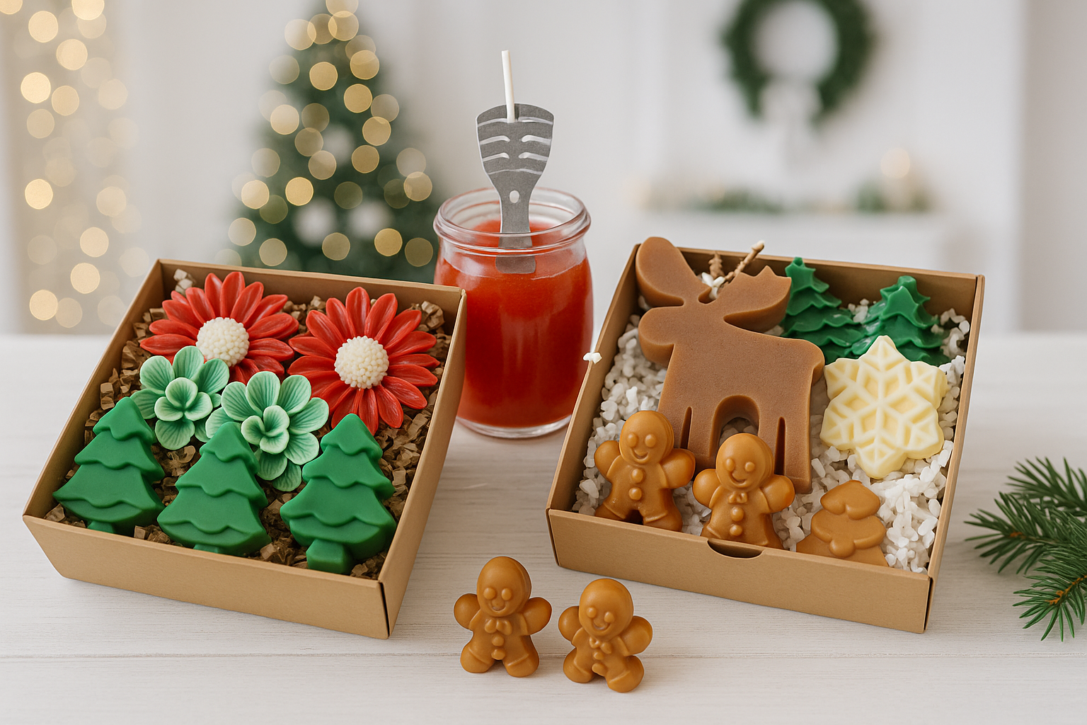 Christmas Evergreen Pine Wax Melt & candle  Gift Box