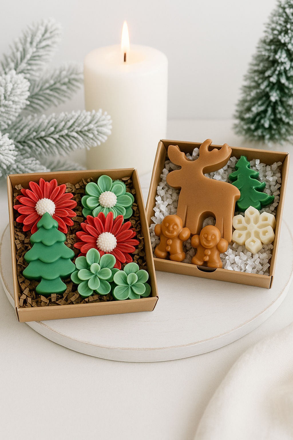 Christmas Evergreen Pine Wax Melt & candle  Gift Box